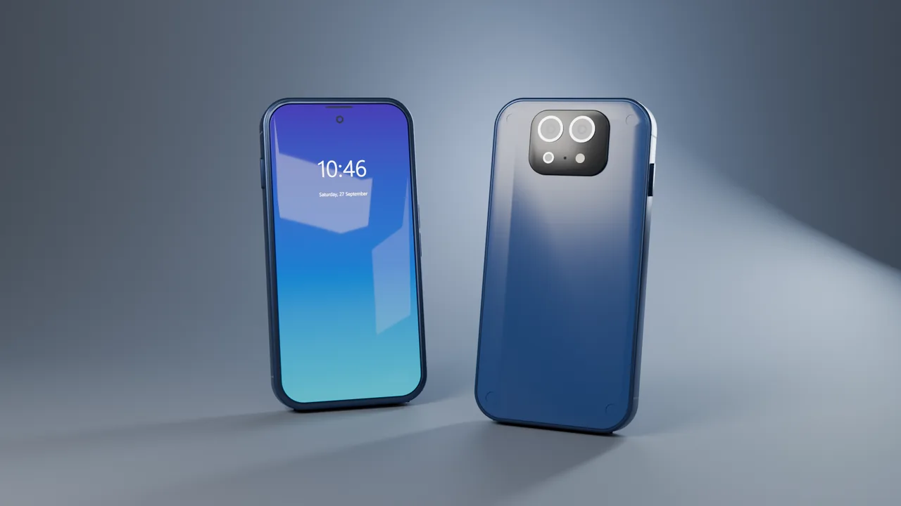 Smartphone front and back side by side